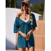 Ekouaer Summer Rompers for Women Short Sleeve Oversized T-shirt Romper Reversible Baggy Jumpsuit Outfits with Pockets(Blue)
