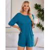 Ekouaer Summer Rompers for Women Short Sleeve Oversized T-shirt Romper Reversible Baggy Jumpsuit Outfits with Pockets(Blue)