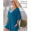 Ekouaer Summer Rompers for Women Short Sleeve Oversized T-shirt Romper Reversible Baggy Jumpsuit Outfits with Pockets(Blue)