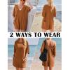 Ekouaer Summer Rompers for Women Short Sleeve Oversized T-shirt Romper Reversible Baggy Jumpsuit Outfits with Pockets(Caramel)