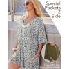 Ekouaer Summer Rompers for Women Short Sleeve Oversized T-shirt Romper Reversible Baggy Jumpsuit Outfits with Pockets(Floral White)