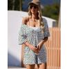 Ekouaer Summer Rompers for Women Short Sleeve Oversized T-shirt Romper Reversible Baggy Jumpsuit Outfits with Pockets(Floral White)
