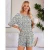 Ekouaer Summer Rompers for Women Short Sleeve Oversized T-shirt Romper Reversible Baggy Jumpsuit Outfits with Pockets(Floral White)