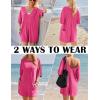Ekouaer Summer Rompers for Women Short Sleeve Oversized T-shirt Romper Reversible Baggy Jumpsuit Outfits with Pockets(Hot Pink)