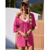 Ekouaer Summer Rompers for Women Short Sleeve Oversized T-shirt Romper Reversible Baggy Jumpsuit Outfits with Pockets(Hot Pink)