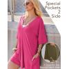Ekouaer Summer Rompers for Women Short Sleeve Oversized T-shirt Romper Reversible Baggy Jumpsuit Outfits with Pockets(Hot Pink)