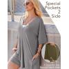 Ekouaer Summer Rompers for Women Short Sleeve Oversized T-shirt Romper Reversible Baggy Jumpsuit Outfits with Pockets(Light Grey)