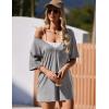 Ekouaer Summer Rompers for Women Short Sleeve Oversized T-shirt Romper Reversible Baggy Jumpsuit Outfits with Pockets(Light Grey)