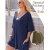 Ekouaer Summer Rompers for Women Short Sleeve Oversized T-shirt Romper Reversible Baggy Jumpsuit Outfits with Pockets(Navy Blue)