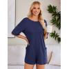 Ekouaer Summer Rompers for Women Short Sleeve Oversized T-shirt Romper Reversible Baggy Jumpsuit Outfits with Pockets(Navy Blue)