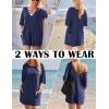 Ekouaer Summer Rompers for Women Short Sleeve Oversized T-shirt Romper Reversible Baggy Jumpsuit Outfits with Pockets(Navy Blue)
