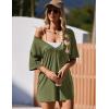 Ekouaer Summer Rompers for Women Short Sleeve Oversized T-shirt Romper Reversible Baggy Jumpsuit Outfits with Pockets(Olive Green)