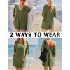 Ekouaer Summer Rompers for Women Short Sleeve Oversized T-shirt Romper Reversible Baggy Jumpsuit Outfits with Pockets(Olive Green)