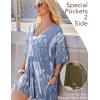Ekouaer Summer Rompers for Women Short Sleeve Oversized T-shirt Romper Reversible Baggy Jumpsuit Outfits with Pockets(Tie Dye Blue)