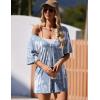 Ekouaer Summer Rompers for Women Short Sleeve Oversized T-shirt Romper Reversible Baggy Jumpsuit Outfits with Pockets(Tie Dye Blue)