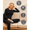 Ekouaer Thermal Underwear for Women Long Johns Sets Base Layer Lightweight 2 Pieces Pajams Set(Black)
