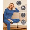 Ekouaer Thermal Underwear for Women Long Johns Sets Base Layer Lightweight 2 Pieces Pajams Set(Blue)