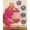 Ekouaer Thermal Underwear for Women Long Johns Sets Base Layer Lightweight 2 Pieces Pajams Set(Hot Pink)