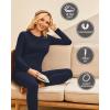 Ekouaer Thermal Underwear for Women Long Johns Sets Base Layer Lightweight 2 Pieces Pajams Set(Navy Blue)