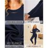 Ekouaer Thermal Underwear for Women Long Johns Sets Base Layer Lightweight 2 Pieces Pajams Set(Navy Blue)