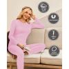 Ekouaer Thermal Underwear for Women Long Johns Sets Base Layer Lightweight 2 Pieces Pajams Set(Pink)