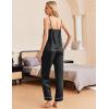 Ekouaer Women Silk Satin Pajamas Sleeveless Pjs Set 2 Piece Summer Loungewear Sleepwear with Pockets S-XXL(Black)