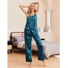 Ekouaer Women Silk Satin Pajamas Sleeveless Pjs Set 2 Piece Summer Loungewear Sleepwear with Pockets S-XXL(Blue Green)