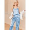 Ekouaer Women Silk Satin Pajamas Sleeveless Pjs Set 2 Piece Summer Loungewear Sleepwear with Pockets S-XXL(Clear Blue)