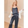 Ekouaer Women Silk Satin Pajamas Sleeveless Pjs Set 2 Piece Summer Loungewear Sleepwear with Pockets S-XXL(Dark Gray)
