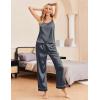 Ekouaer Women Silk Satin Pajamas Sleeveless Pjs Set 2 Piece Summer Loungewear Sleepwear with Pockets S-XXL(Dark Gray)