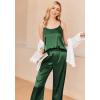 Ekouaer Women Silk Satin Pajamas Sleeveless Pjs Set 2 Piece Summer Loungewear Sleepwear with Pockets S-XXL(Dark Green)