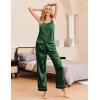 Ekouaer Women Silk Satin Pajamas Sleeveless Pjs Set 2 Piece Summer Loungewear Sleepwear with Pockets S-XXL(Dark Green)