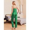 Ekouaer Women Silk Satin Pajamas Sleeveless Pjs Set 2 Piece Summer Loungewear Sleepwear with Pockets S-XXL(Green)