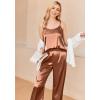 Ekouaer Women Silk Satin Pajamas Sleeveless Pjs Set 2 Piece Summer Loungewear Sleepwear with Pockets S-XXL(Light Khaki)