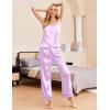 Ekouaer Women Silk Satin Pajamas Sleeveless Pjs Set 2 Piece Summer Loungewear Sleepwear with Pockets S-XXL(Lilac)