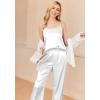 Ekouaer Women Silk Satin Pajamas Sleeveless Pjs Set 2 Piece Summer Loungewear Sleepwear with Pockets S-XXL(Pure White)