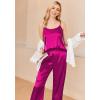 Ekouaer Women Silk Satin Pajamas Sleeveless Pjs Set 2 Piece Summer Loungewear Sleepwear with Pockets S-XXL(Purple)