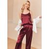 Ekouaer Women Silk Satin Pajamas Sleeveless Pjs Set 2 Piece Summer Loungewear Sleepwear with Pockets S-XXL(Red)