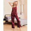 Ekouaer Women Silk Satin Pajamas Sleeveless Pjs Set 2 Piece Summer Loungewear Sleepwear with Pockets S-XXL(Red)