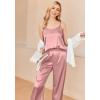 Ekouaer Women Silk Satin Pajamas Sleeveless Pjs Set 2 Piece Summer Loungewear Sleepwear with Pockets S-XXL(Rose Gold)