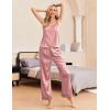 Ekouaer Women Silk Satin Pajamas Sleeveless Pjs Set 2 Piece Summer Loungewear Sleepwear with Pockets S-XXL(Rose Gold)