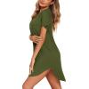 Ekouaer Women V Neck Button Down Nightgown(Army Green)