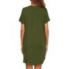 Ekouaer Women V Neck Button Down Nightgown(Army Green)