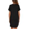 Ekouaer Women V Neck Button Down Nightgown(Black)