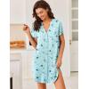 Ekouaer Women V Neck Button Down Nightgown(Blue Moon)