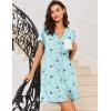 Ekouaer Women V Neck Button Down Nightgown(Blue Moon)