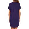 Ekouaer Women V Neck Button Down Nightgown(Blue Purple)