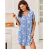 Ekouaer Women V Neck Button Down Nightgown(Blue Teddy Bear)
