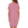 Ekouaer Women V Neck Button Down Nightgown(Dark Pink)