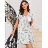 Ekouaer Women V Neck Button Down Nightgown(Lavender)